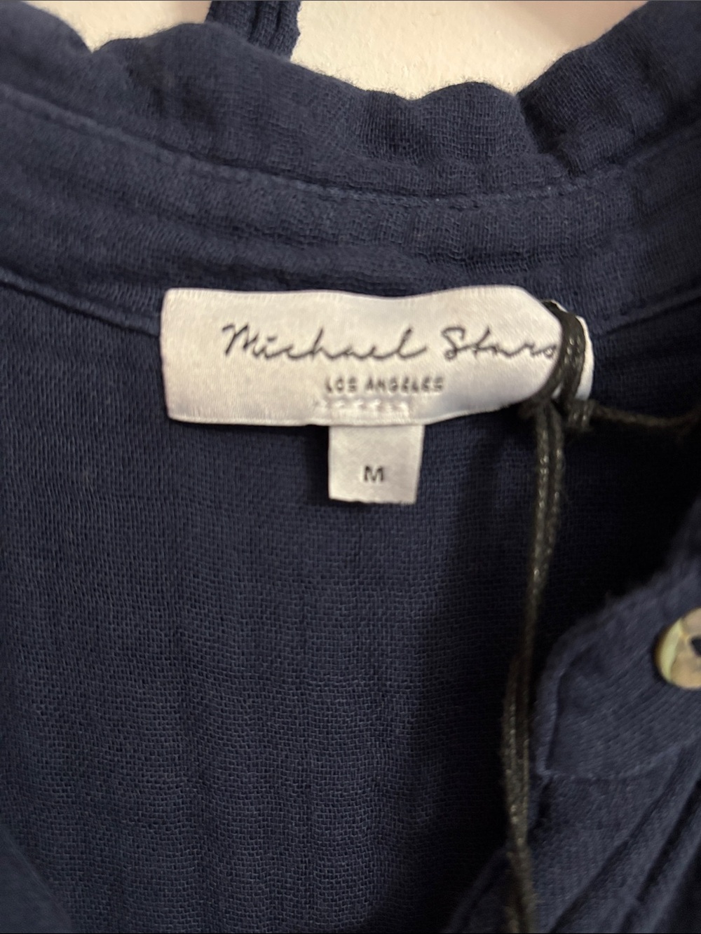 NWT Michael Stars Admiral Navy Button-Front Maxi Shirt Dress with Tie Waist - Picture 3 of 7